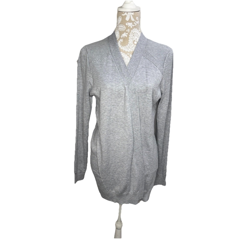 Love Ellie Cardigan Sweater Womens Gray Large Long Sleeve Open Front Soft‎ Rayon